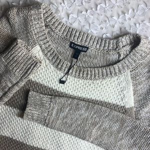 XS Express long sleeved brown & white stripped top